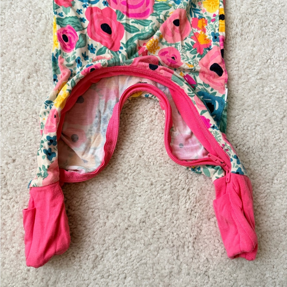Little Sleepies Pink Floral Kids Zipper Convertible One Piece - size Newborn - Picture 8 of 14